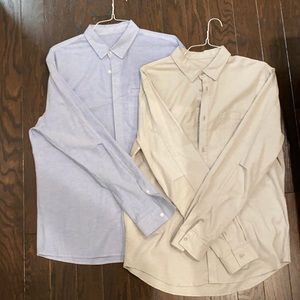 2 Lululemon Button Down Shirts XL Gray and Blue